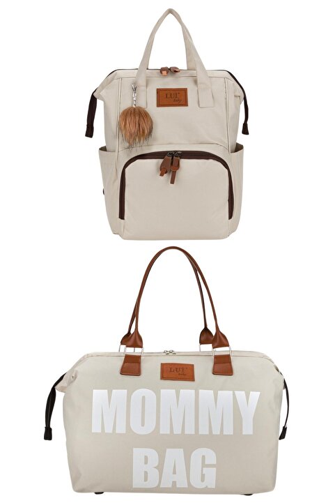 Yerli Baby Anne Bebek Bakım Sırt Çantası Termal Biberonlu Ve Mommy Bag Anne Bebek Bakım Çantası 2'Li Set
