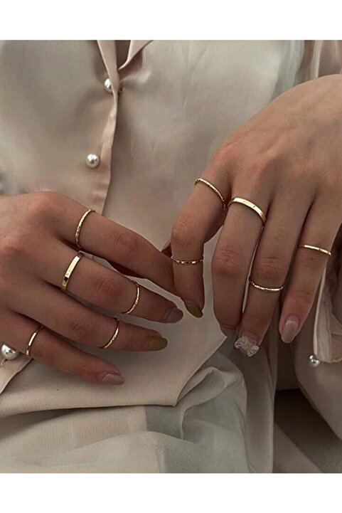 Ervalina 10'lu Yüzük Set Altın Rengi 0039