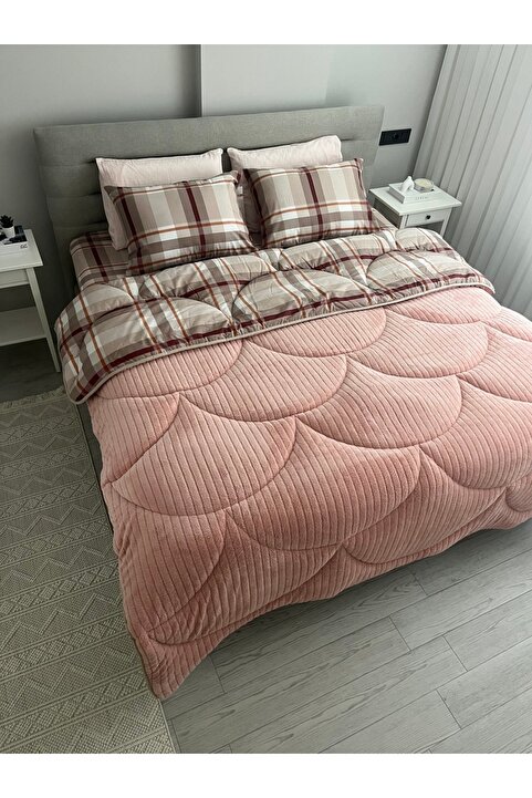 NANOSOFT Welsoft Dreamtek Battal(KİNG) Boy Uyku Seti Çarşaflı(EKOSE)- Pudra 230x260 Cm