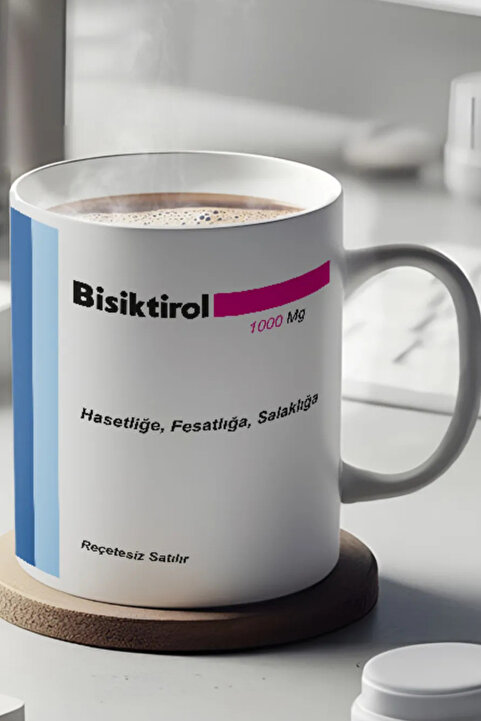 thekam Bisiktrol İlaç Baskılı Kupa Bardak - Komik Yazılı Kupa Bardak