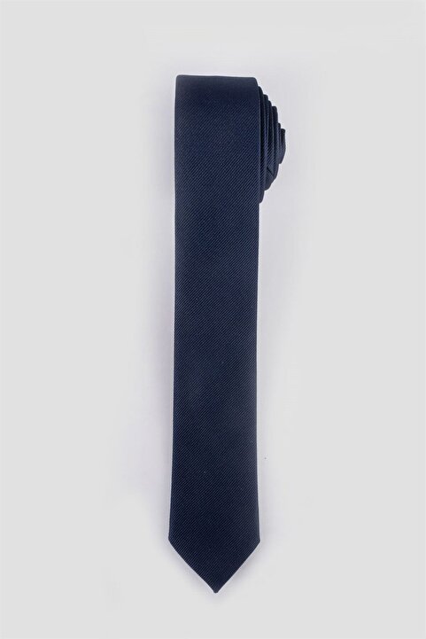 Tudors İnce Kendinden Desenli Erkek Lacivert Kravat