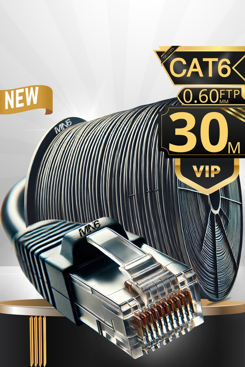 MN6 M108XF 30 Metre Internet Kablosu UV Korumalı FTP 0.60mm Cat6 Çift Katmanlı PE+PVC Parazit Önleyici Dış Mekan