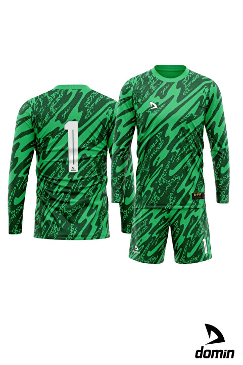 Genel Markalar Erkek Uzun Kollu Yeşil Nefes Alabilen Kaleci Forması Ve Şortu Goalkeeper Jersey Gk Dmnf5587