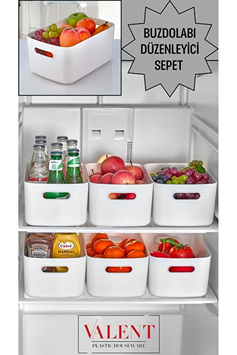 VALENT 4'lü Mocha 3.5 Lt Basic Dolap Içi, Buzdolabı Düzenleyici, Banyo Organizer Sepet