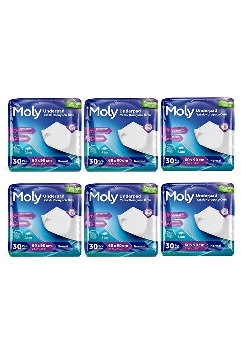 Moly Yatak Koruyucu Örtü 60x90 Cm 30'lu X6 Adet KÖPEK - KEDİ ÇİŞ PEDİ