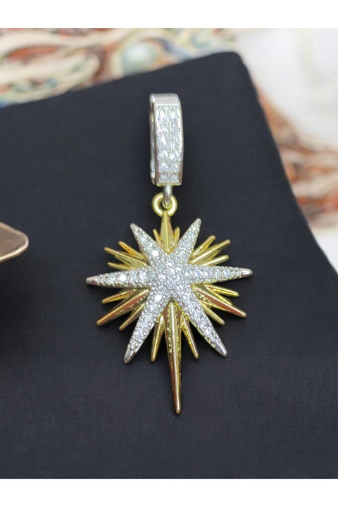 Liwu Store Zirkon Taşlı Yıldızlı Çelik Ajda Charm, Kolye Ucu