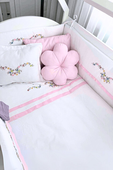 Kista Baby Park Yatak Bebek Uyku Seti Nevresim Takımı 70x110 Flower Pembe