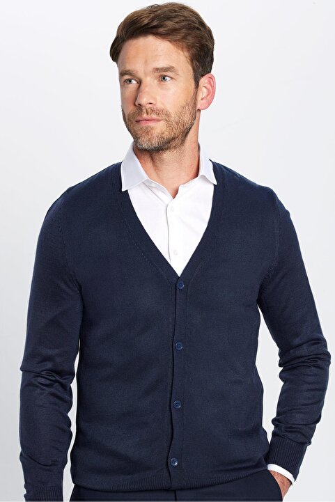Tudors Slim Fit Dar Kesim Düğmeli Düz Tüylenmeyen Yumuşak Dokulu Erkek Hırka