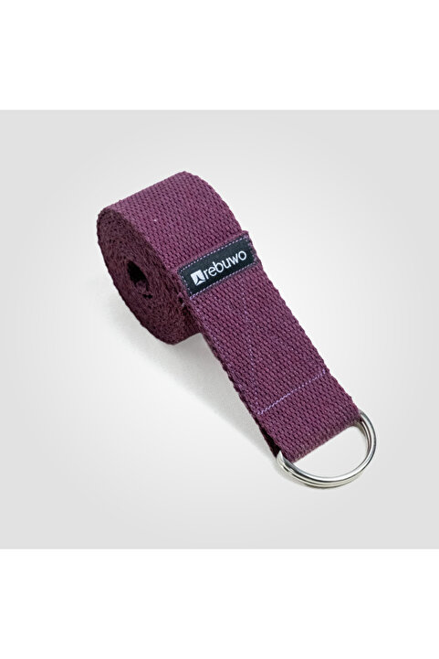 Rebuwo Koyu Mor Yoga Kemeri, Doğal Pamuk 184 Cm,yoga Ve Pilates Için Ideal, Dark Purple Cotton Yoga Strap
