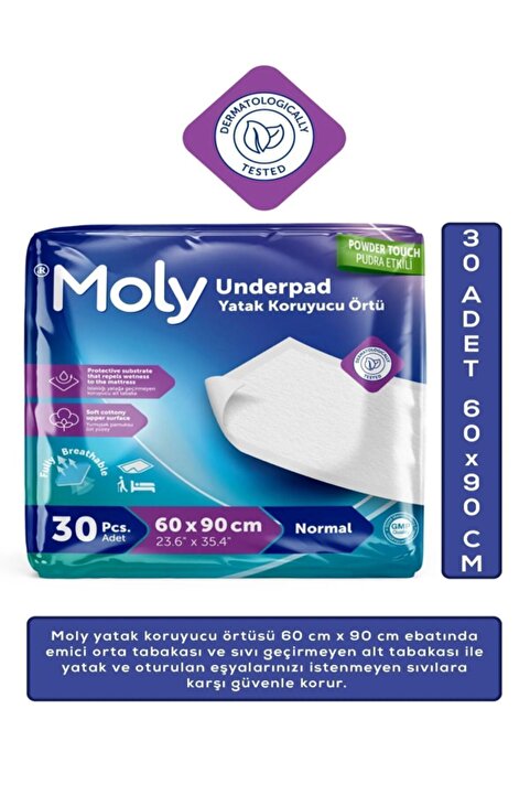 Moly Yatak Koruyucu Örtü 60x90 Cm 30'lu ÇİŞ PEDİ KEDİ KÖPEK