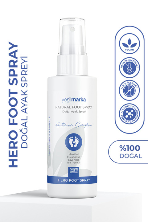yeşilmarka Hero Doğal Ayak Spreyi - Ayak Koku Giderici Sprey - Ayak Koku Önleyici %100 Doğal Içerik 100 ml