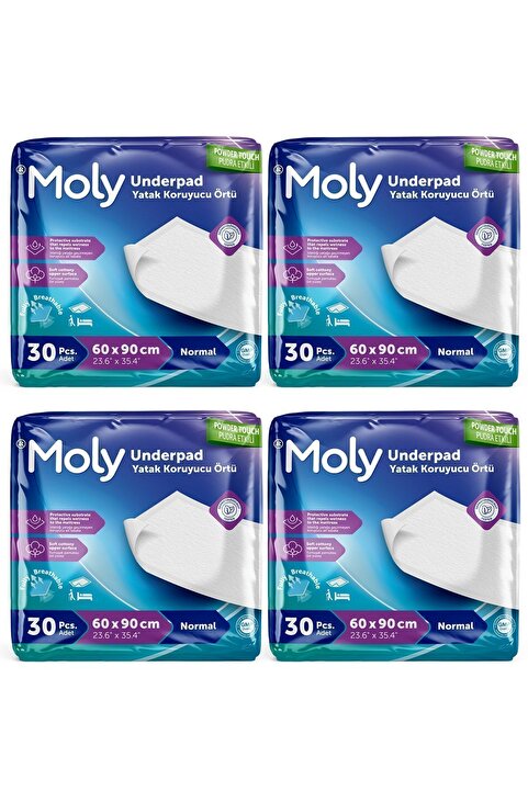 Moly Yatak Koruyucu Örtü 60x90 cm 120'li KÖPEK - KEDİ ÇİŞ PEDİ