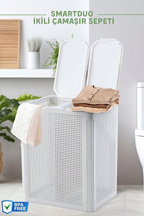Nandy Home SmartDuo İki Bölmeli Çamaşır Sepeti 84Lt.