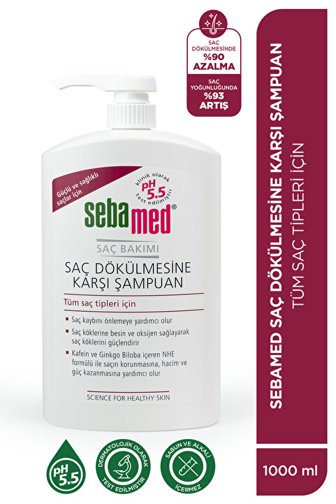 Sebamed Saç Dökülmesine Karşı Güçlendirici Kafein ve Ginkgo Biloba İçerikli Şampuan 1000 ml Aile Boy pH 5.5