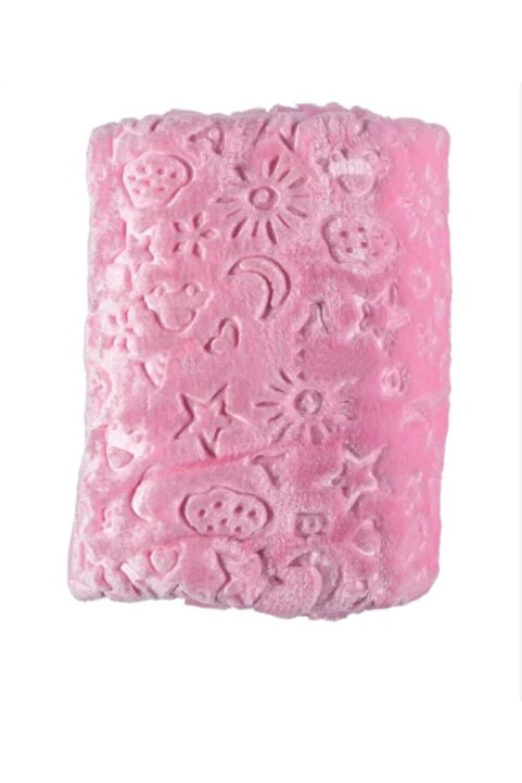 Genel Markalar Pembe Kabartmalı Battaniye 90×110 Cm Not:( Mevsimlik Incedir) Peluş Kumaştır