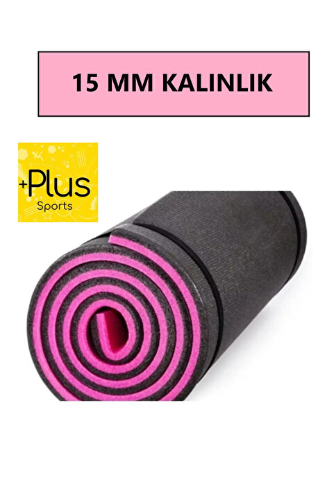 Genel Markalar 15 MM EN KALIN EGZERSİZ PİLATES MİNDERİ KAMP YOGA MAT ÇİFT TARAFLI 180X60 PEMBE SİYAH MAVİ