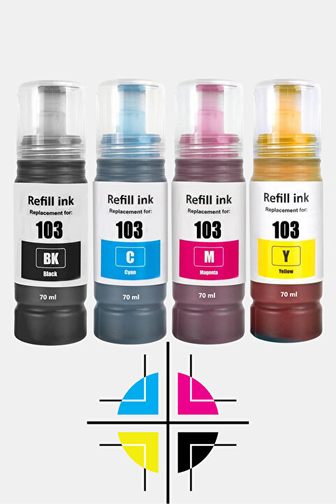 Epson 103 epsn Muadil mürekkep 4 RENK mürekkep 70 Ml 103 Ecotank L3250 L3251 L3260 L3266 Uyumlu kaliteli