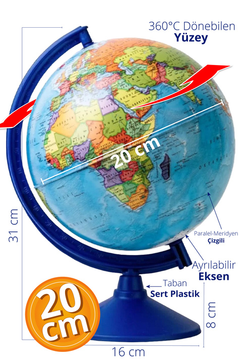 Smartfox Gürbüz 47204 Küre - Siyasi Dünya Küresi 20 cm