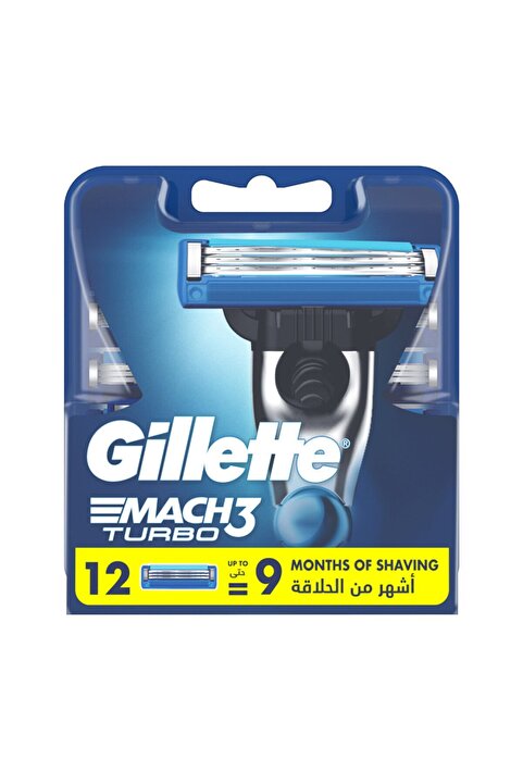 Gillette Mach3 Turbo Yedek Erkek Tıraş Bıçağı 12'li 7702018611225