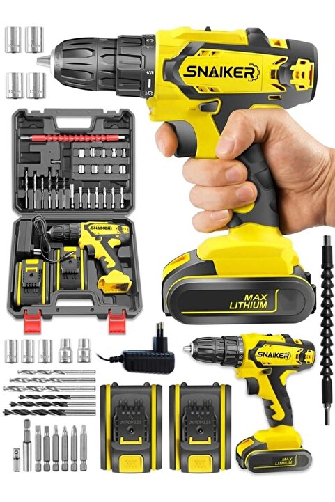 snaiker 12 V 1.2.ah Cooper Darbeli Çift Metal Şanzuman Bakır Sargili Şarjlı Çift Akülü Vidalama