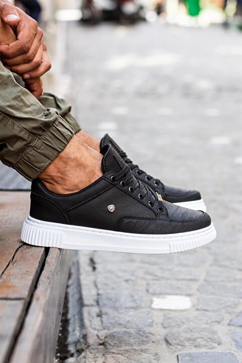 L.A Polo Erkek Rahat Kalıp Siyah Beyaz Günlük Sneaker