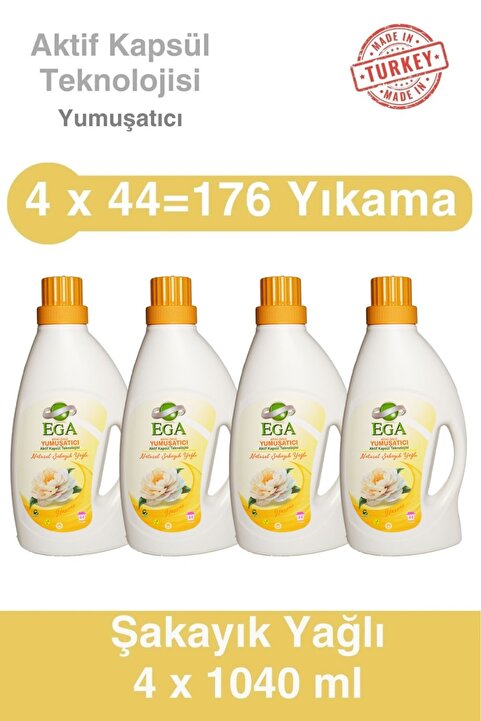 EGA Aktif Kapsül Teknolojili Şakayık Çamaşır Yumuşatıcısı 4 X 1040 ml