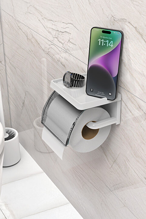 ATA HOME Yapışkanlı Kapaklı Tuvalet Kağıdı Askısı Banyo Tuvalet Kağıtlığı Aparatı Peçetelik Organizer Plastik