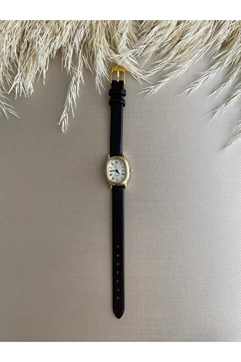 QUARTZ Retro Minimal Vintage Siyah Renk Kordon Kadın Kol Saati