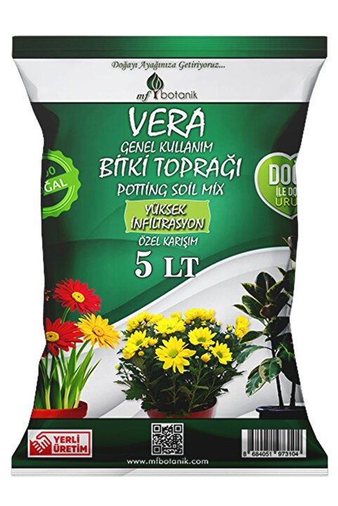 MF Botanik Veramix Genel Kullanım Özel Karışım Iç Ve Dış Mekan Bitki Toprağı 5 Litre Çiçek Toprağı Toprak Harcı