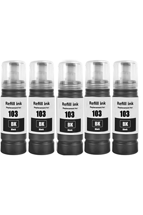 Epson 103 Ecotank L1110, L1210, L1250, L3110, L3111, L3150, L3151 Uyumlu 5 Renk Siyah muadil Mürekkep 70ml