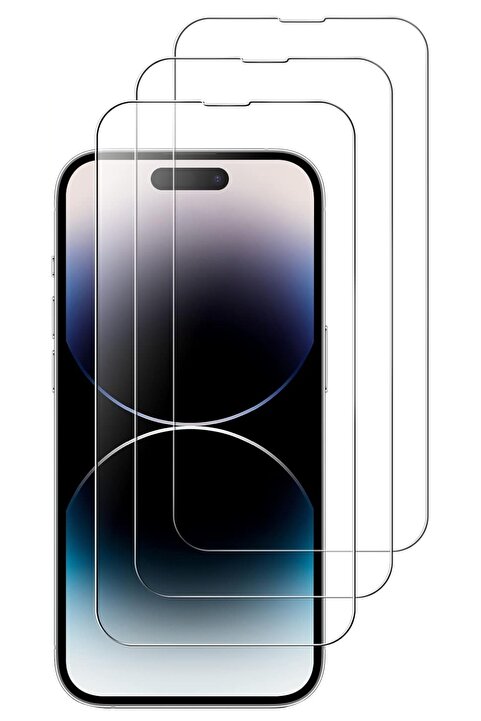 EVAX 3'lü Paket Iphone 14 Pro Max Uyumlu Temperli Hd Cam Ekran Koruyucu Kırılmaz Cam (3'LÜ PAKET)