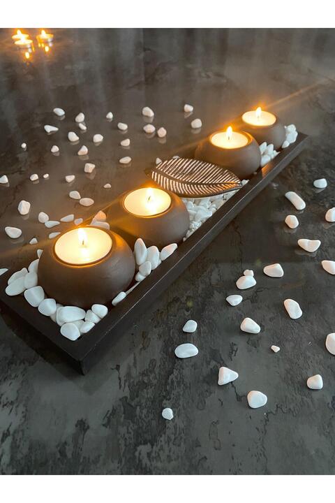 Mor Villa Ev Dekorasyon,dekoratif Mumluk,hediyelik Eşya,tealight Mumluk(TAŞLAR VE MUMLAR DAHİLDİR)