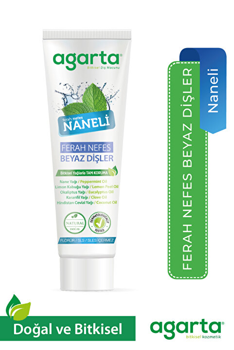 Agarta Doğal Yoğun Naneli Florürsüz Ferah Nefes Diş Macunu 100 Ml
