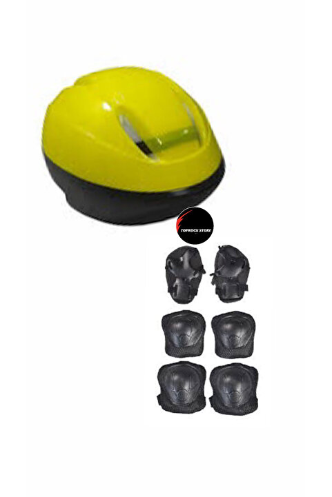TOPROCKSTORE Çocuk Kask Dizlik Dirseklik Ellik Set 7 Parça Scooter Bisiklet Paten Kaykay Koruyucu Set