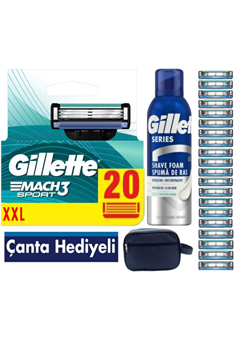 Gillette Mach3 Start 20 Adet Yedek Tıraş Bıçağı + 200 ML Köpük + Seyahat Çantası Hediyeli