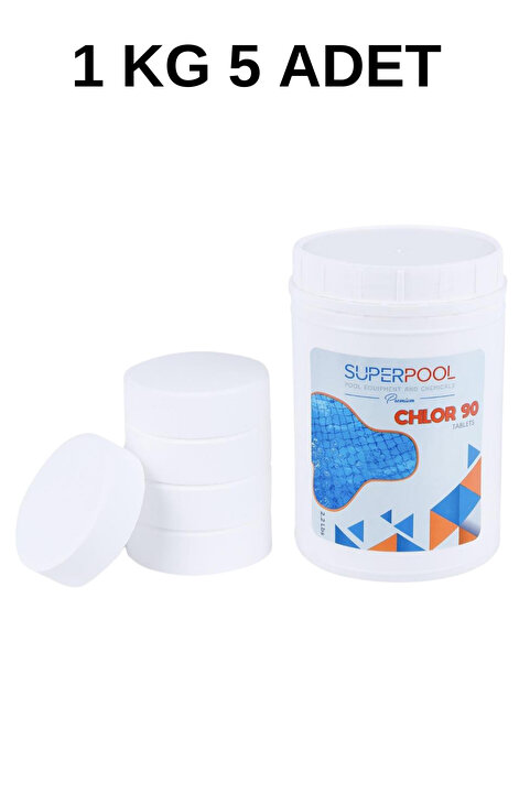 Superpool Premium Spp Superpool Superchlor 90 Tb Tablet Klor 1 Kg (5 ADET 200 GR) Havuz Temizleyici Havuz Tablet Kloru