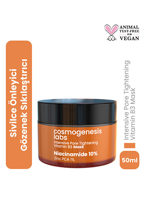 Cosmogenesis Labs Gözenek Sıkılaştırıcı %10 Niacinamide Krem Maske 50ml – Durulanan Siyah Nokta Karşıtı Vegan