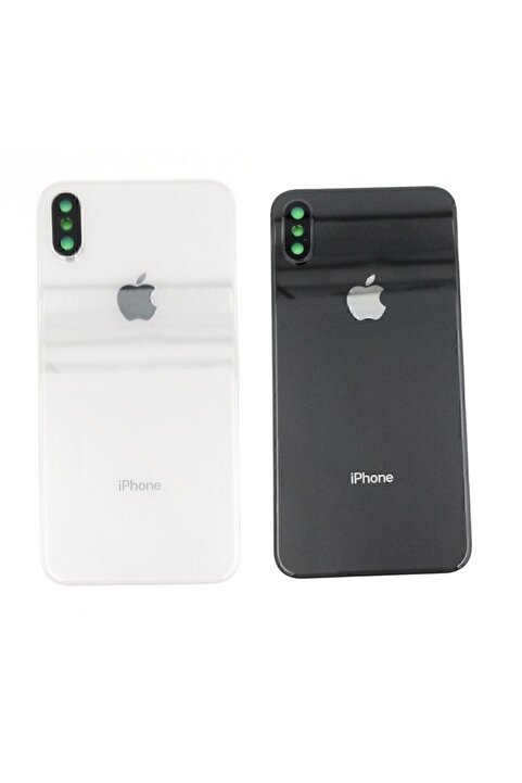 Tk Tech Iphone Xs Uyumlu  Kamera Camlı Arka Kapak Batarya Pil Kapağı Siyah
