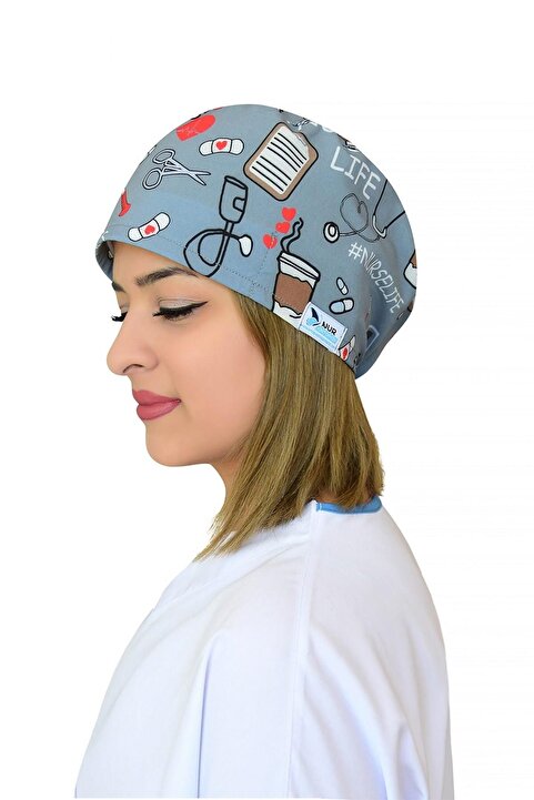 Nur Ortopedi Unisex Nurse Life Desenli Cerrahi Bone Doktor Hemşire Saç Bone