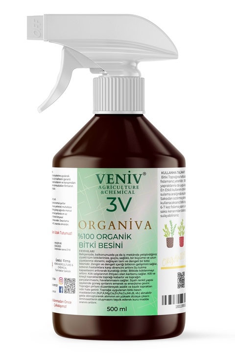 VENİV 3v Organiva Bitkisel Içerikli %100 Organik Bitki Besini| Tüm Bitkiler- Yoğun Kök- Çiçek-dal Arttıran