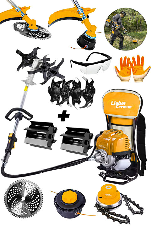 Lieber German Teknoloji 2.4Hp Benzinli Sırt Tipi Ot Çalı Çim Biçme Tırpan Makinesi Akrobat Halley Canavar