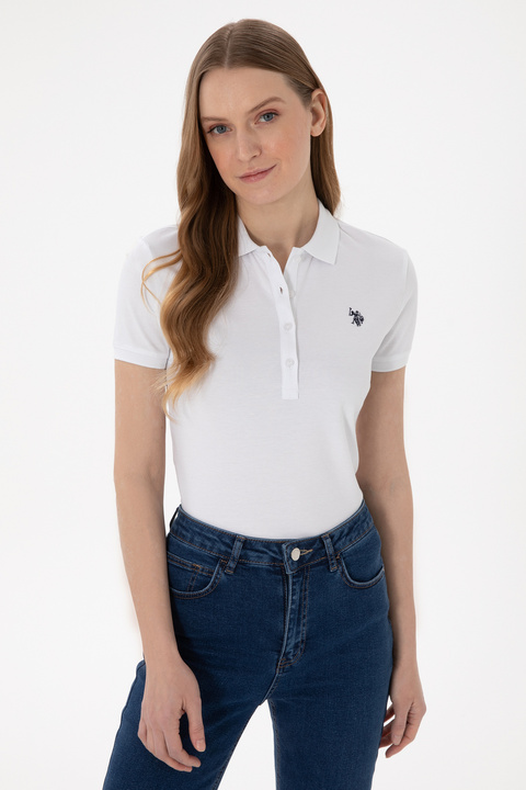 U.S. Polo Assn. Kadın Beyaz Basic Polo Yaka Tişört 50300830-VR013