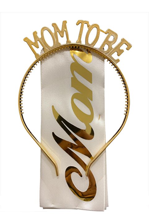 turkuaz parti MOM TO BE GOLD TAÇ-KUŞAK SETİ BABY SHOWER,CİNSİYET PARTİSİ