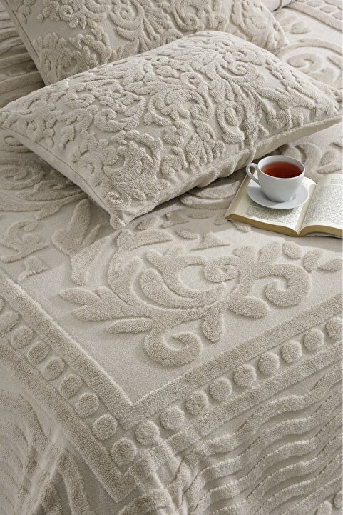 Loselya Bej Bohem Yatak Örtüsü 220 X 240 Çift Kişilik Peluş Yumuşak Welsoft 2 Adet Yastık Kılıfı Çeyiz