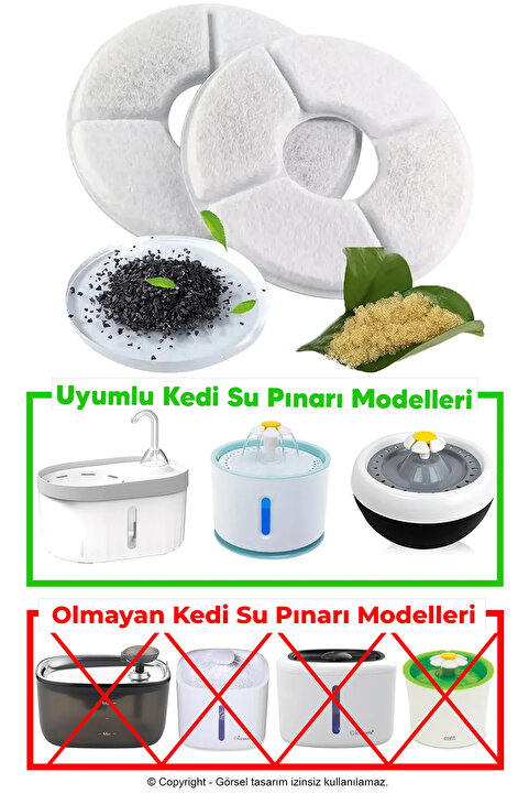 Evcil Şehri Kedi Su Pınarı Su Sebili Yedek Filtre 2li Paket