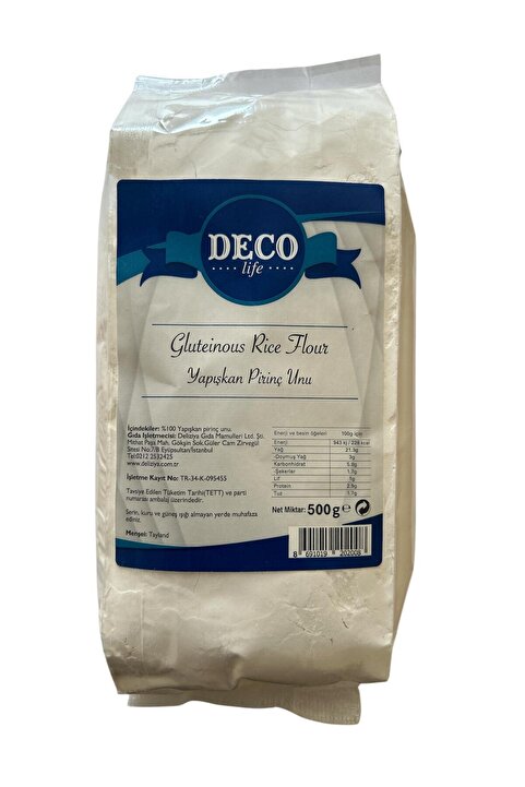 DECO Siyah Yapışkan Pirinç Unu 500 gr, Black Gluteinous Rice Flour, Menşei Tayland