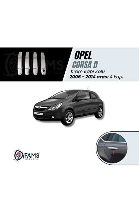 FAMS OTO AKSESUAR Opel Corsa D Krom Kapı Kolu 4 Kapı 2006-2014 P, Çelik