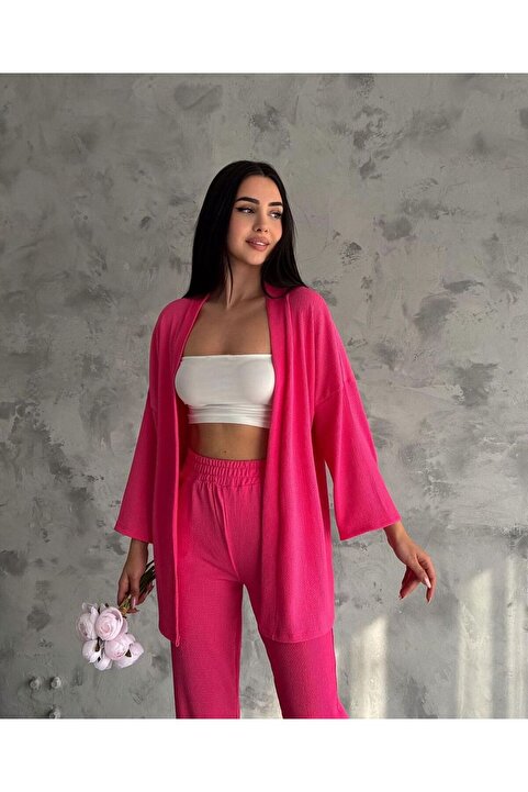 ALLEYTA Kadın Kimono Bürümcük Ceket Pantolon Takım Elbise
