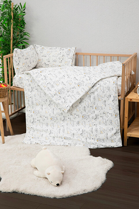 FAVORA Baby %100 Pamuk Happy Bebek Nevresim Takımı - Beyaz