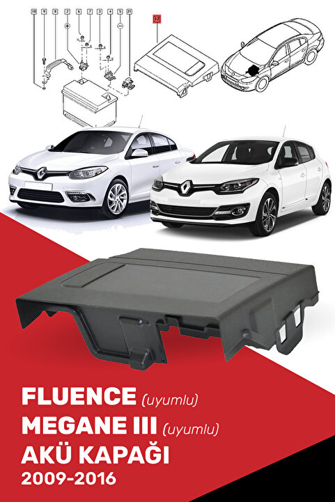 CND Megane Iıı, Fluence Uyumlu Akü Üst Kapağı - 244976310r
